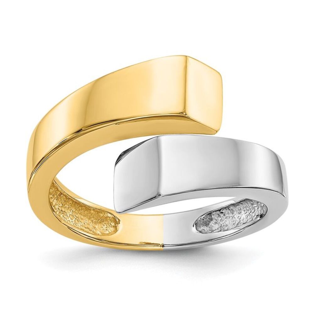 14k Yellow Gold Two-Tone Square Overlapping Ring - image 1